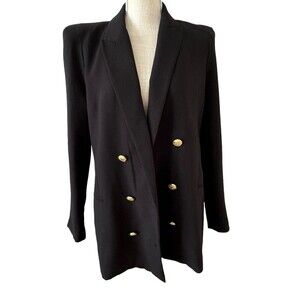 NWT Zara Women’s Black Double Breasted Shoulder Pad Blazer Jacket Size Large